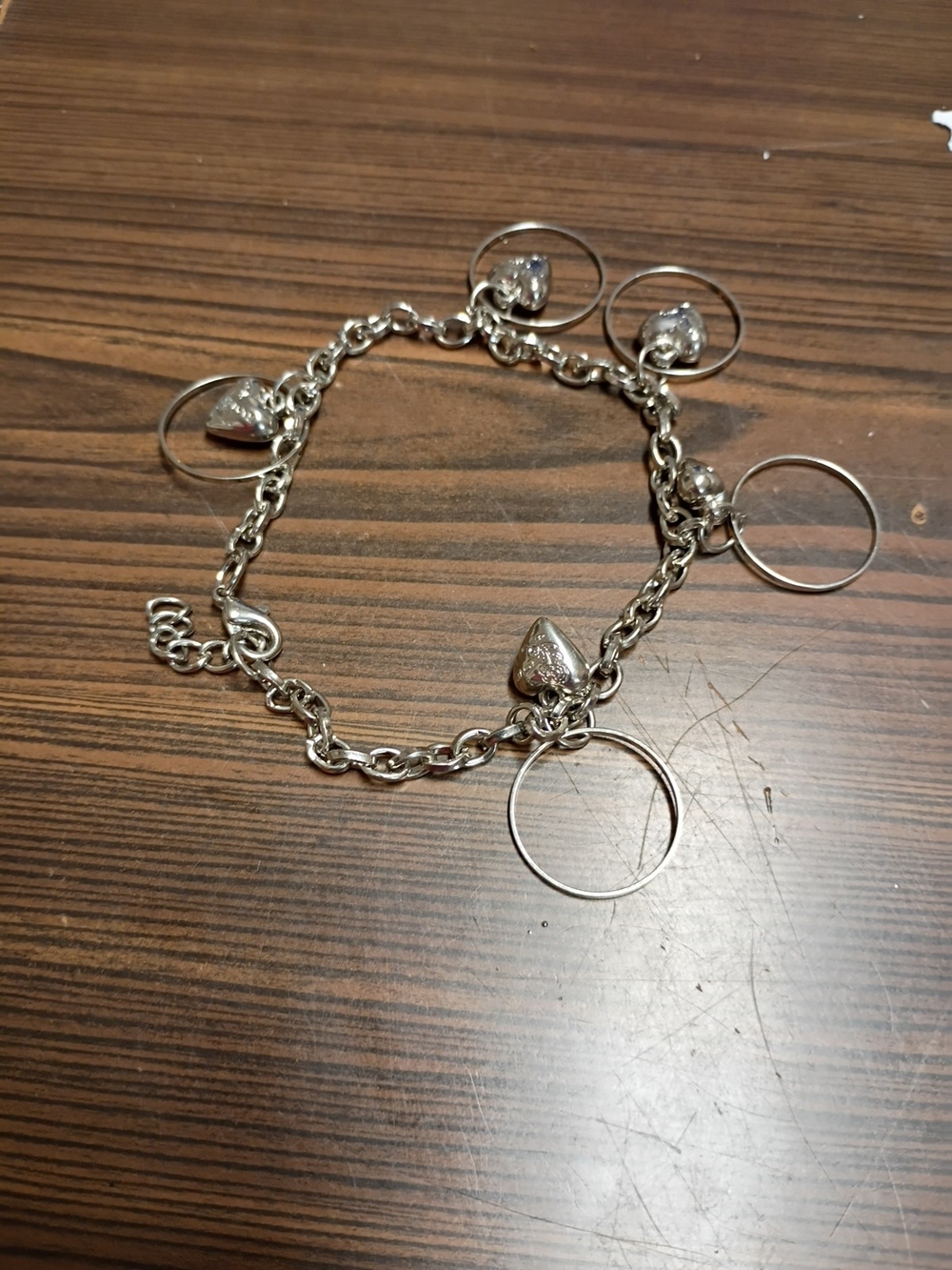 Brighton Silver-Tone Heart Charm Bracelet with Hoop Accents